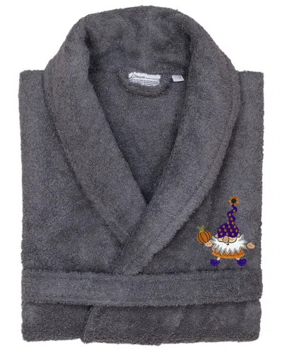Linum Home Textiles Turkish Cotton Terry Embroidered Unisex Halloween Bath Robe In Gray