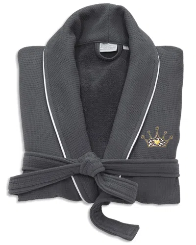 Linum Home Textiles Turkish Cotton Waffle Terry Bathrobe In Dark Grey