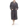 Linum Home Textiles Unisex Adult Terry Cloth Long Sleeve Long Length Robe In Gray
