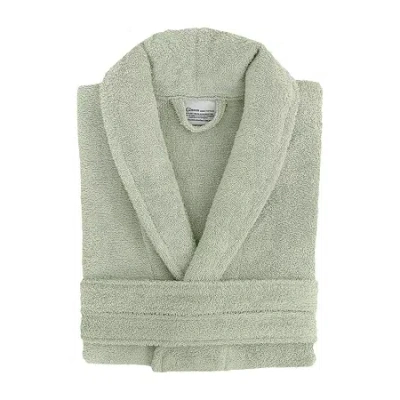 Linum Home Textiles Unisex Adult Terry Cloth Long Sleeve Long Length Robe In Green