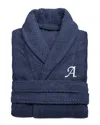 Linum Home Textiles Unisex Herringbone Weave Bathrobe (monogram, A-z) In Blue