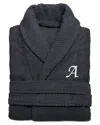 Linum Home Textiles Unisex Herringbone Weave Bathrobe (monogram In Blue