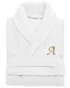 Linum Home Textiles Unisex Herringbone Weave Bathrobe (monogram, A-z) In White