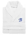 Linum Home Textiles Unisex Herringbone Weave Bathrobe (monogram, A-z) In White