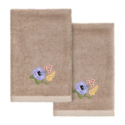 Linum Home Textiles Verano 2-pc. Embellished Fingertip Towel In Brown