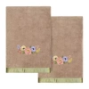 Linum Home Textiles Verano Embellished 2-pc. Embellished Floral Bath Towel In Brown