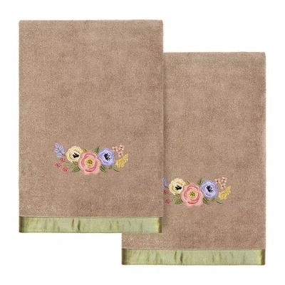 Linum Home Textiles Verano Embellished 2-pc. Embellished Floral Bath Towel In Brown