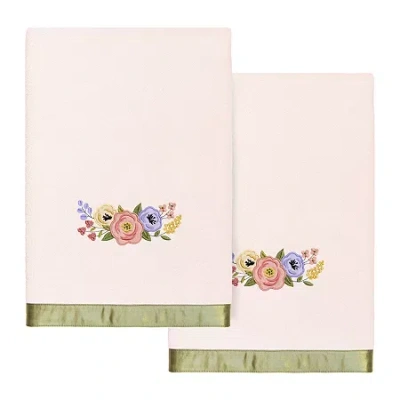 Linum Home Textiles Verano Embellished 2-pc. Embellished Floral Bath Towel In Pink