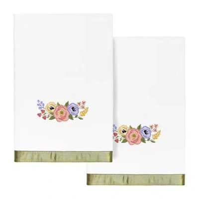 Linum Home Textiles Verano Embellished 2-pc. Embellished Floral Bath Towel In White