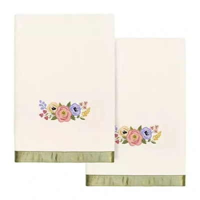 Linum Home Textiles Verano Embellished 2-pc. Embellished Floral Bath Towel In Gray