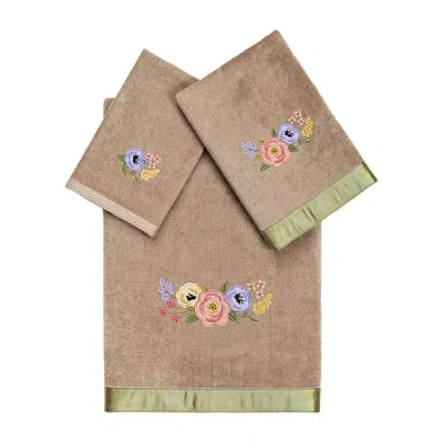 Linum Home Textiles Verano Embellished 3-pc. Bath Towel Set In Brown