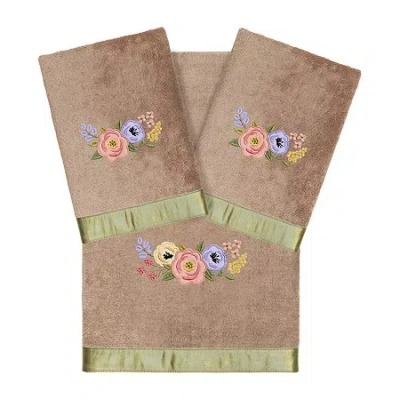 Linum Home Textiles Verano Embellished 3-pc. Bath Towel Set In Brown