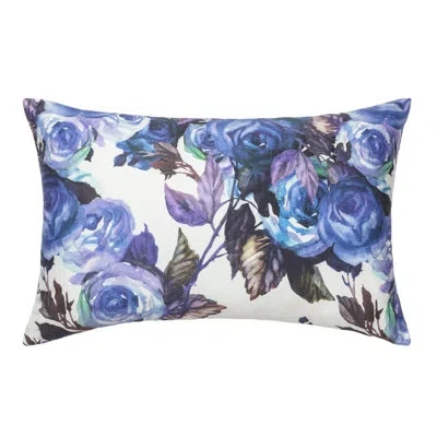 Linum Home Textiles Victoria Decorative Cotton Floral Lumbar Pillow Cover In Blue
