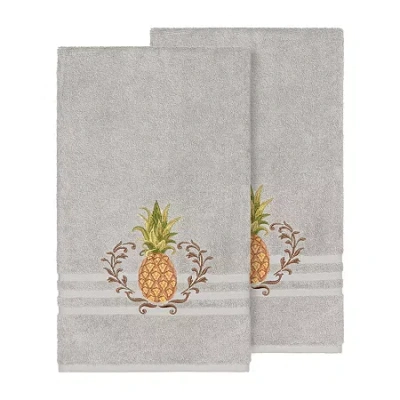 Linum Home Textiles Welcome Embellished 2-pc. Embellished Bath Towel In Gray