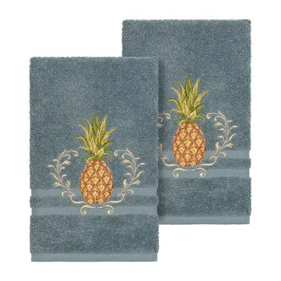 Linum Home Textiles Welcome Embellished 2-pc. Embellished Hand Towel In Blue