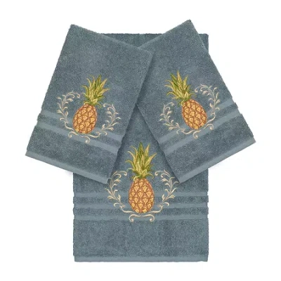 Linum Home Textiles Welcome Embellished 3-pc. Bath Towel Set In Blue