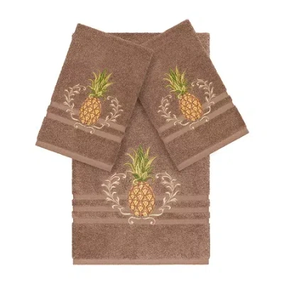 Linum Home Textiles Welcome Embellished 3-pc. Bath Towel Set In Brown