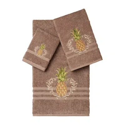 Linum Home Textiles Welcome Embellished 3-pc. Bath Towel Set In Brown