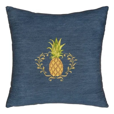 Linum Home Textiles Welcome Pillow Cover Decorative Square Cotton Pillow Cover In Denim Blue