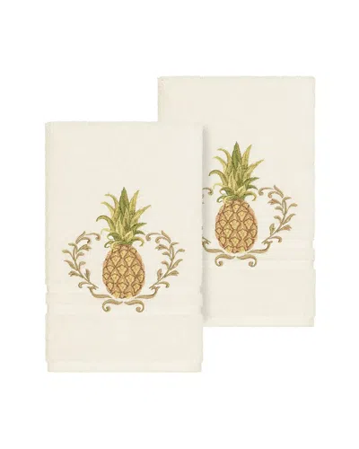 Linum Home Textiles Welcome Turkish Cotton 2pc Embellished Hand Towel Set