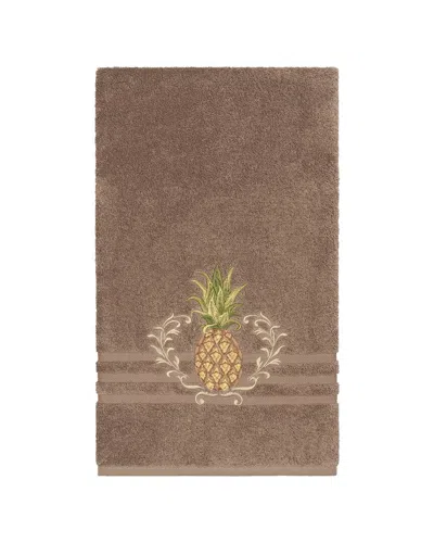 Linum Home Textiles Welcome Turkish Cotton Embellished Bath Towel In Brown