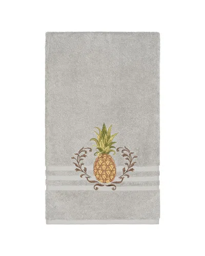 Linum Home Textiles Welcome Turkish Cotton Embellished Bath Towel In Gray