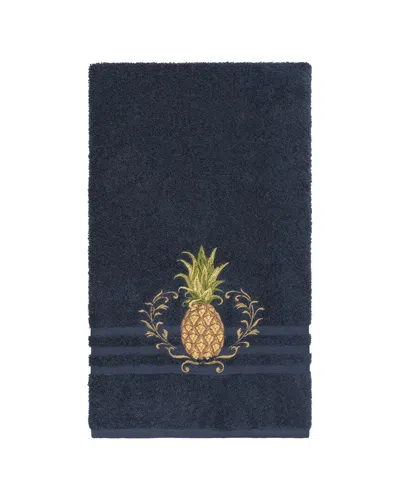 Linum Home Textiles Welcome Turkish Cotton Embellished Bath Towel In Blue