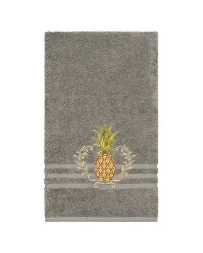 Linum Home Textiles Welcome Turkish Cotton Embellished Bath Towel In Gray