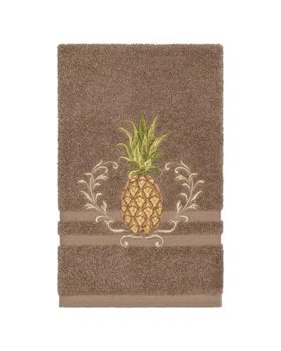 Linum Home Textiles Welcome Turkish Cotton Embellished Hand Towel In Blue