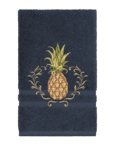 Linum Home Textiles Welcome Turkish Cotton Embellished Hand Towel In Black