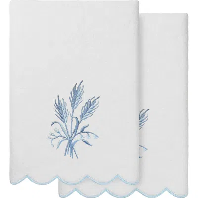 Linum Home Textiles Whitney Scallop 2-piece Bath Towel Set In Blue