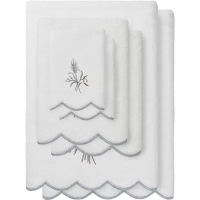 Linum Home Textiles Whitney Scallop 6pc Embroidered Turkish Cotton Towel Set In Gray