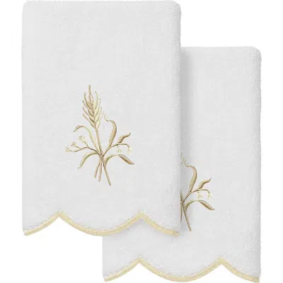 Linum Home Textiles Whitney Scallop Set Of 2 Fingertip Towels In Multi