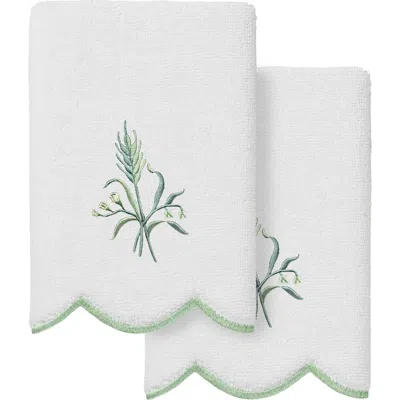 Linum Home Textiles Whitney Scallop Set Of 2 Fingertip Towels In Multi
