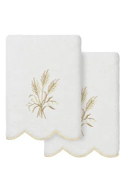 Linum Home Textiles Whitney Scallop Set Of 2 Turkish Cotton Hand Towels In Multi