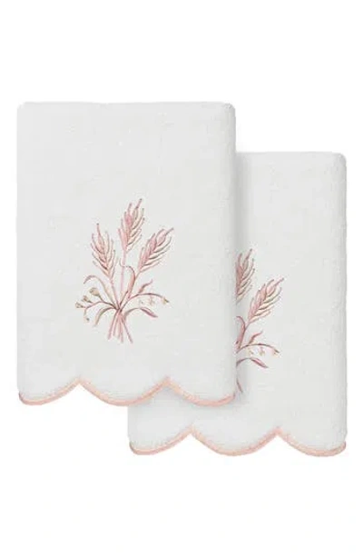 Linum Home Textiles Whitney Scallop Set Of 2 Turkish Cotton Hand Towels In Multi