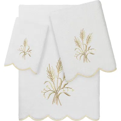 Linum Home Textiles Whitney Scalloped 3-piece Embellished Towel Set In Multi