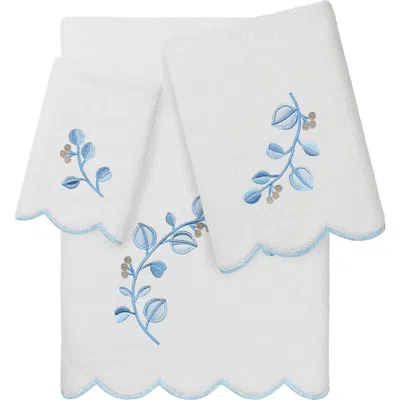 Linum Home Textiles Wild Branch Scallop 3-piece Towel Set In Blue