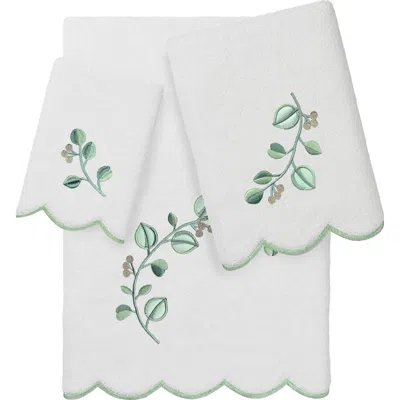 Linum Home Textiles Wild Branch Scallop 3-piece Towel Set In Green