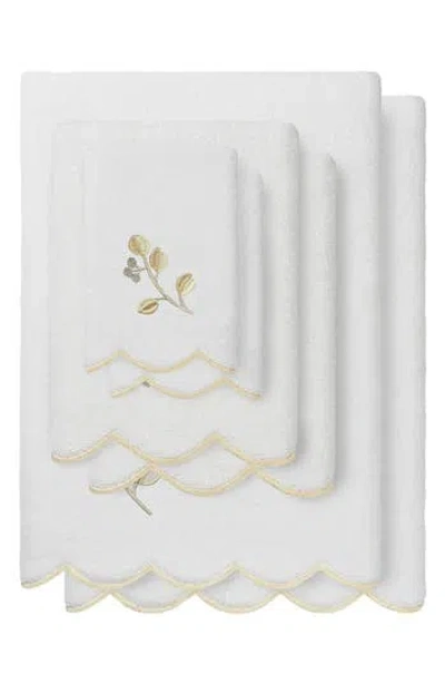 Linum Home Textiles Wild Branch Scallop 6-piece Assorted Towels Set In White/ Beige