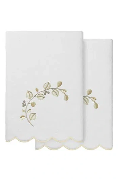 Linum Home Textiles Wild Branch Scallop Pack Of 2 Bath Towels In White/ Beige
