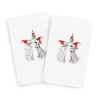 Linum Home Textiles Set Of 2 Christmas Cute Couple Hand Towels In White