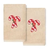 Linum Home Textiles Xmas Candy Canes Embroidered 2-pc. Hand Towel In Neutral