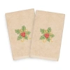 Linum Home Textiles Xmas Holly Bunch Embroidered 2-pc. Hand Towel In Neutral