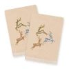 Linum Home Textiles Xmas Leaping Deer Embroidered 2-pc. Hand Towel In Neutral