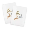Linum Home Textiles Xmas Leaping Deer Embroidered 2-pc. Hand Towel In White