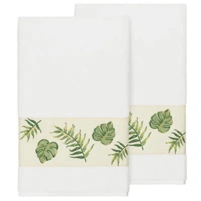 Linum Home Textiles Zoe 2 Piece Turkish Cotton Bath Towel Set In White