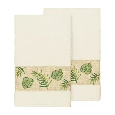 Linum Home Textiles Zoe Embellished 2-pc. Embellished Floral Bath Towel In White