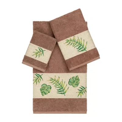 Linum Home Textiles Zoe Embellished 3-pc. Bath Towel Set In Brown