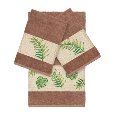 Linum Home Textiles Zoe Embellished 3-pc. Bath Towel Set In Brown